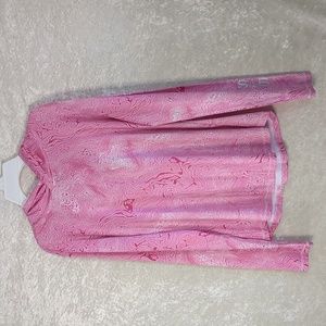 Pink Patterned Lightweight Hooded Pullover Sweatshirt